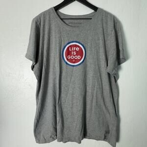 LIFE IS GOOD Women's XXL Crushed Tee CREW NECK Coin HEATHER GRAY